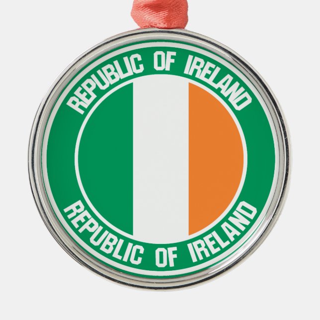 Ireland Round Emblem Metal Tree Decoration (Front)