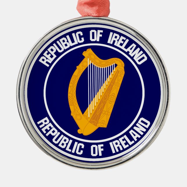 Ireland Round Emblem Metal Tree Decoration (Front)