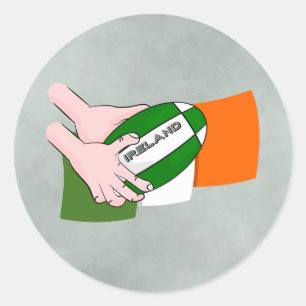 Ireland Rugby Team Supporters Flag With Ball Classic Round Sticker
