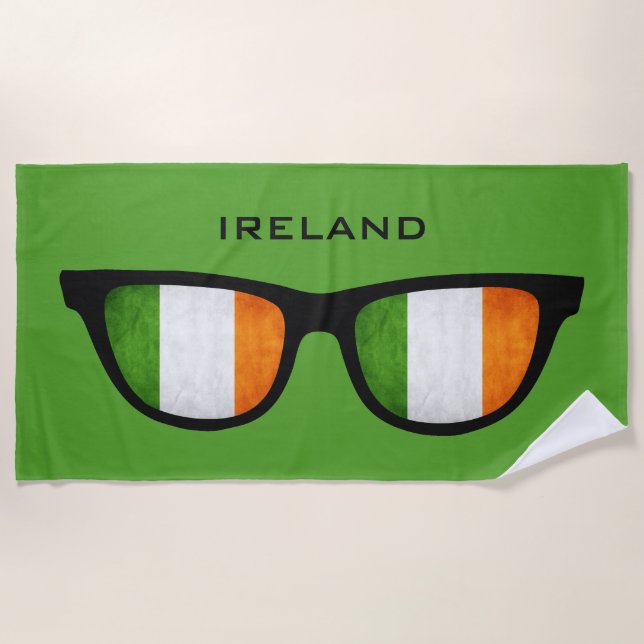 IRELAND Shades custom text beach towel (Front)