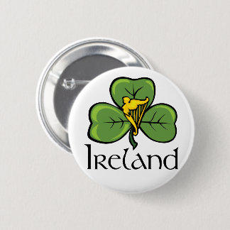 Ireland Shamrock and Harp 6 Cm Round Badge