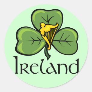 Ireland Shamrock and Harp Classic Round Sticker