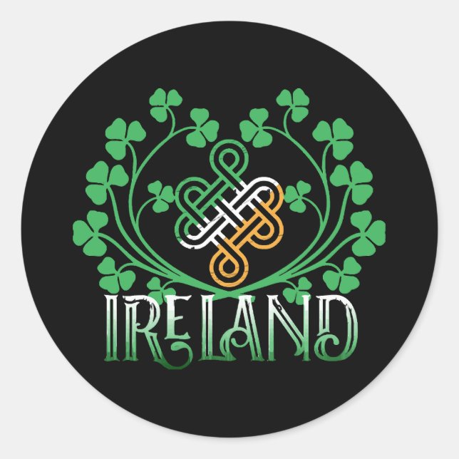IRELAND SHAMROCK CLASSIC ROUND STICKER (Front)