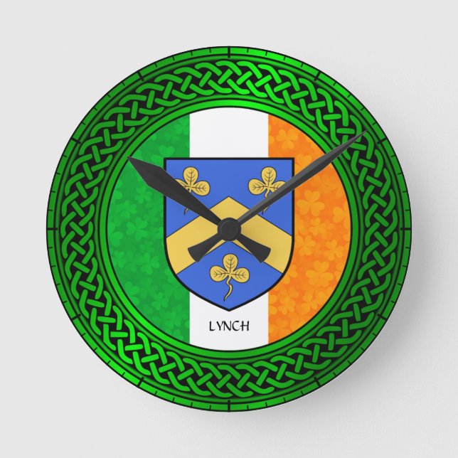 Ireland Shamrock Flag - Lynch Round Clock (Front)