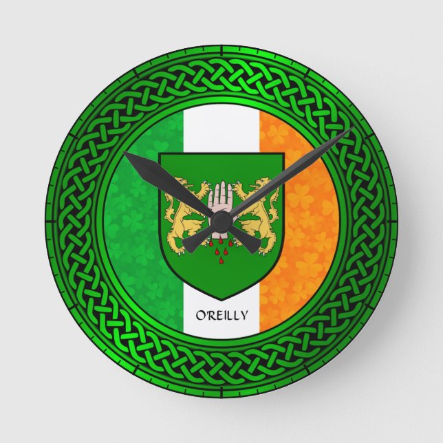 Ireland Shamrock Flag - O'Reilly Round Clock (Front)