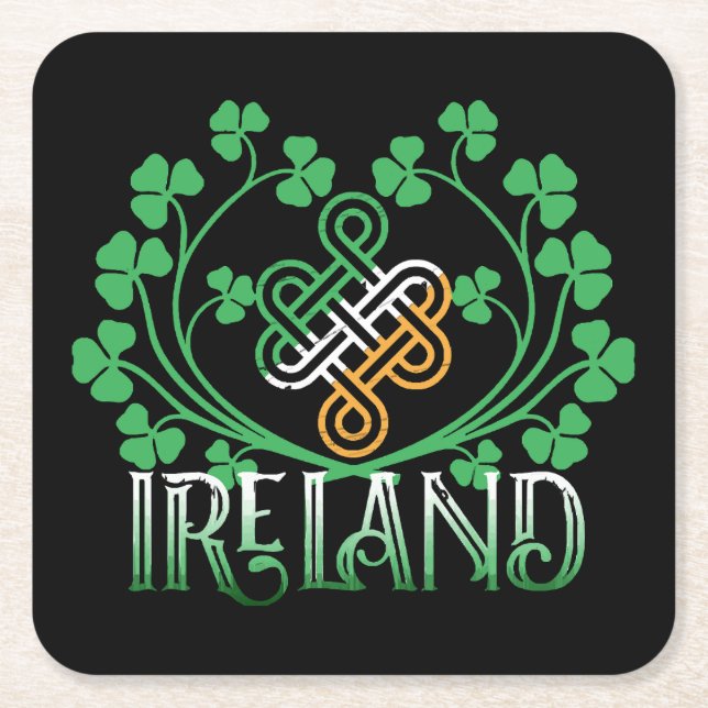 IRELAND SHAMROCK SQUARE PAPER COASTER (Front)