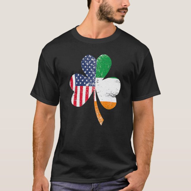 Ireland Shamrock St Patricks Day IRISH US FLAG Pre T-Shirt (Front)