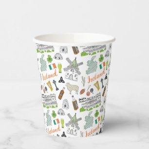 Ireland Sketch Doodle Pattern Paper Cups