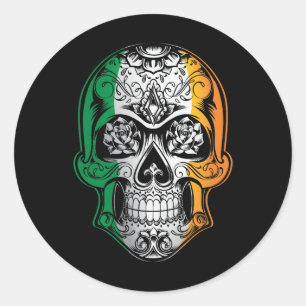 Ireland Skull And Roses Flag Classic Round Sticker