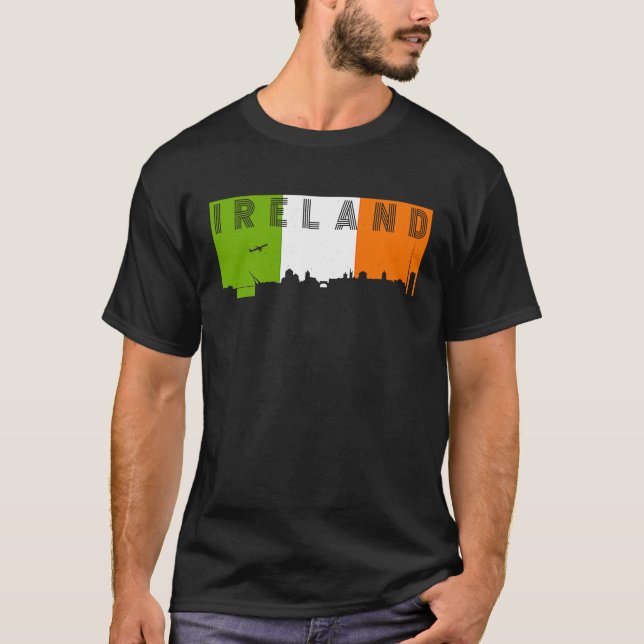Ireland Skyline Irish Flag Vacation Travel T-Shirt (Front)