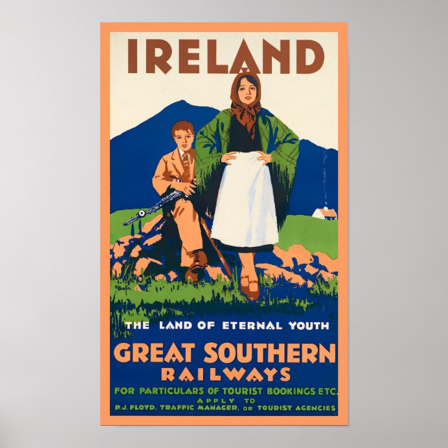Ireland Southern Railways vintage travel Poster (Front)