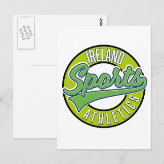 Ireland sports athletic vintage logo postcard
