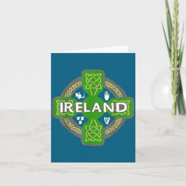 Ireland St Patrick Day Celtic Cross Green  Card (Front)