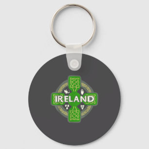 Ireland St Patrick Day Celtic Cross Green Key Ring