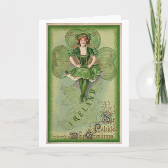 Ireland St Patrick's Day Greetings - Vintage  Card (Front)