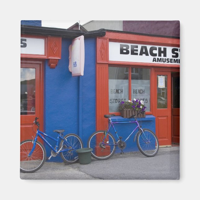 Ireland, Strandhill. Storefronts with bicycles Magnet (Front)
