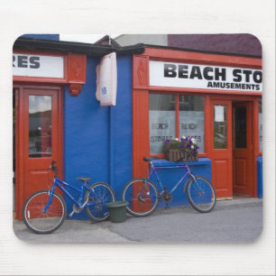 Ireland, Strandhill. Storefronts with bicycles Mouse Mat