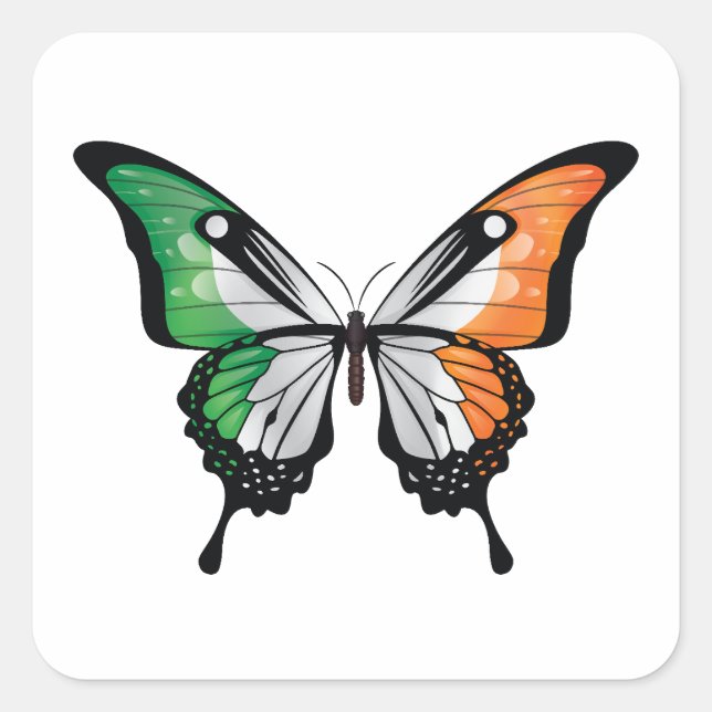 Ireland Swallowtail Butterfly Flag Square Sticker (Front)