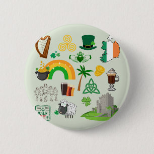 Ireland Symbols 6 Cm Round Badge