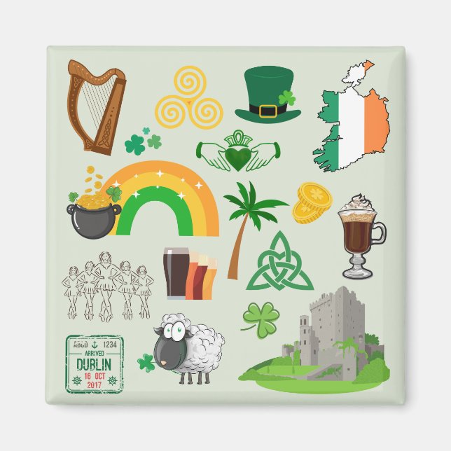 Ireland Symbols Magnet (Front)
