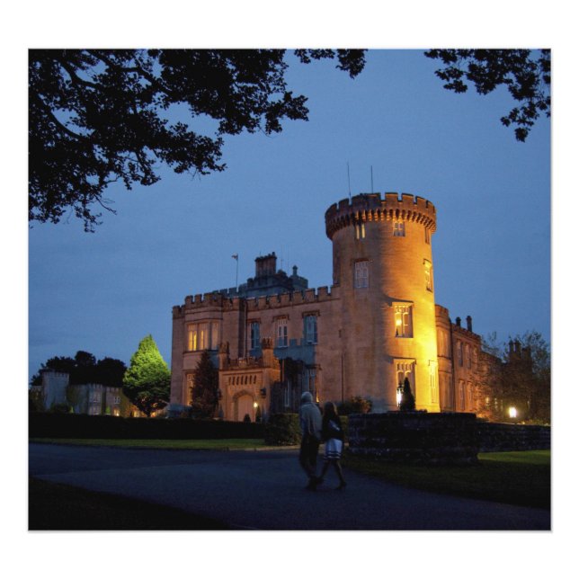 Ireland, the Dromoland Castle lit at dusk, Photo Print (Front)