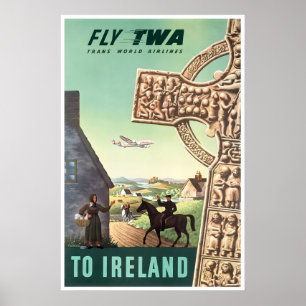 Ireland Travel Poster TWA Print Irish Ar