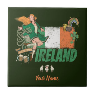 Ireland Vintage Flag St. Patrick's Day Retro Tile