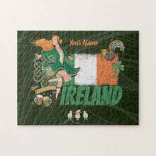 Ireland vintage flag St. Patrick's Day souvenir Jigsaw Puzzle