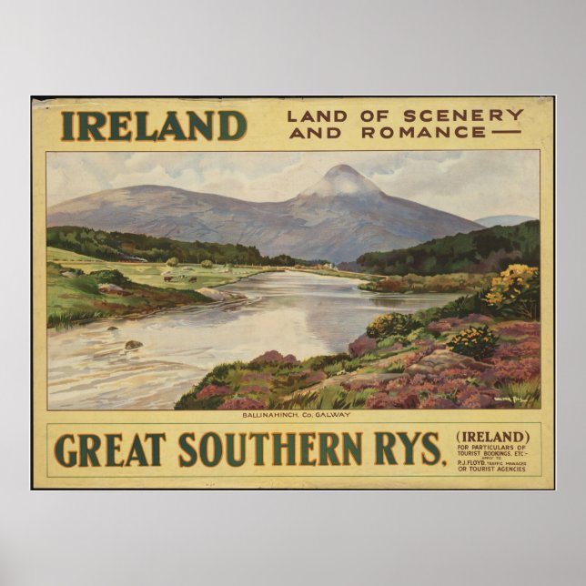 Ireland Vintage Travel Poster Ad Retro Prints (Front)