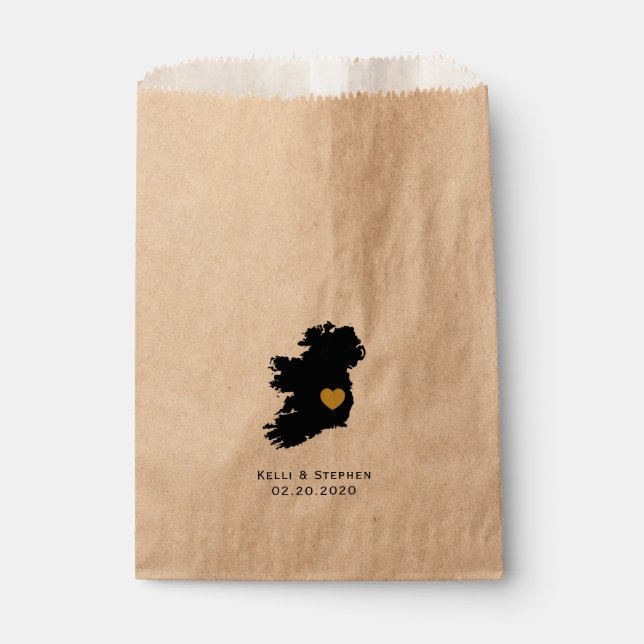 Ireland Wedding Favour Treat Sacks, Map Gift Bags (Front)