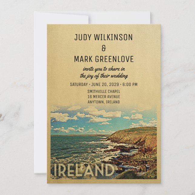 Ireland Wedding Invitation Vintage Mid-Century (Front)
