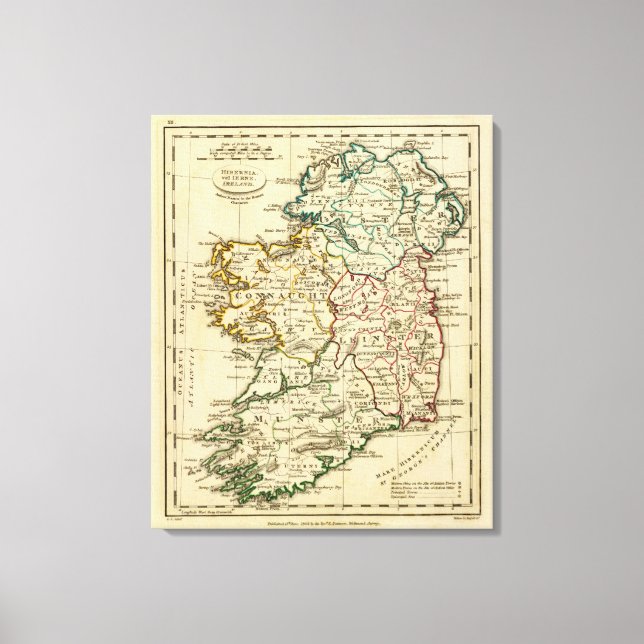 Ireland with boundaries outlined canvas print (Front)