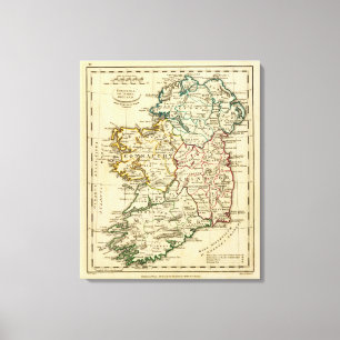 Ireland with boundaries outlined canvas print