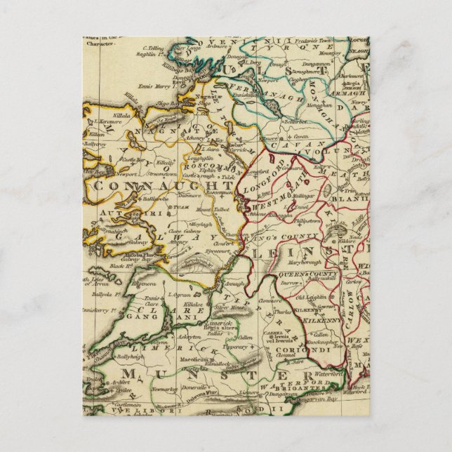 Ireland with boundaries outlined postcard (Front)