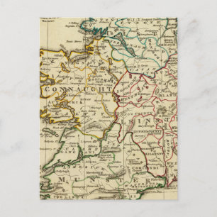 Ireland with boundaries outlined postcard