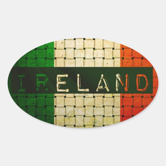 Ireland Woven Flag Oval Sticker (Front)