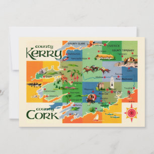 Ireland's Kerry & Cork Map 5x7 Big Postcard