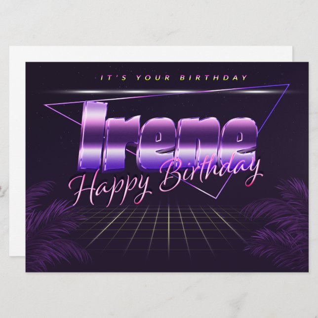Irene Name First Name purla retro card Birthday (Front/Back)