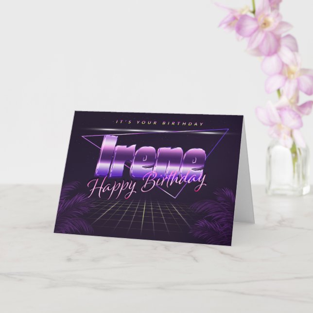 Irene Name First Name purla retro card Birthday (Orchid)