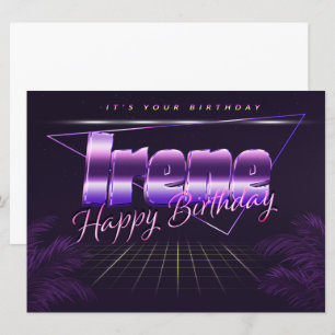 Irene Name Vorname lila retro Karte Geburtstag Card