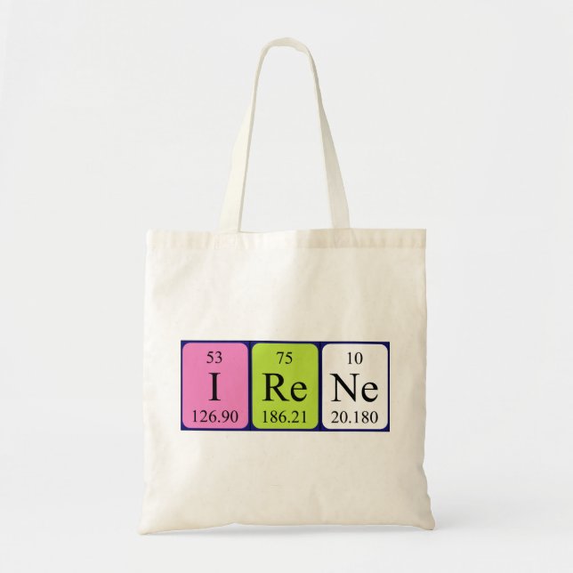 Irene periodic table name tote bag (Front)
