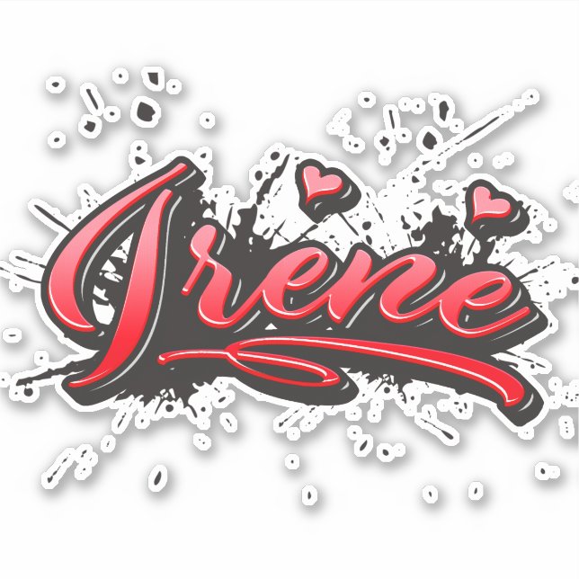 Irene red Heart Graffiti Sticker Decal (Front)