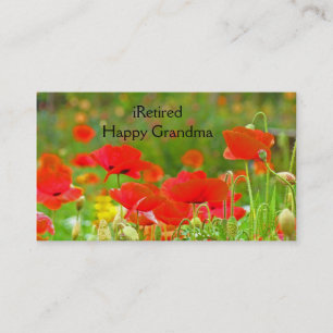 iRetired Grandma Business Cards Retirement Poppies