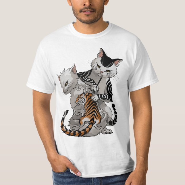 Irezumi Cat Artist with Traditional Japanese Tatto T-Shirt (Front)