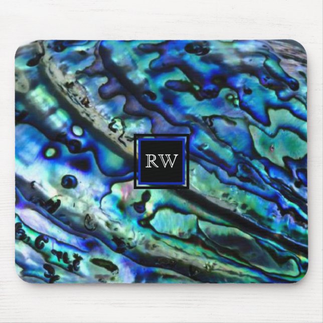 Iridescent Abalone Shell Monogram Mouse Mat (Front)