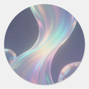 Iridescent Abstract Bubble Flow Classic Round Sticker