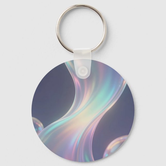 Iridescent Abstract Bubble Flow Key Ring (Front)