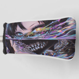 Iridescent Anime Horror: Liquid Smile Monster Golf Head Cover