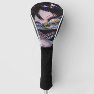 Iridescent Anime Horror: Liquid Smile Monster Golf Head Cover