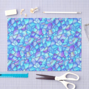 Iridescent Aqua Blue Watercolor Seaglass Decoupage Tissue Paper